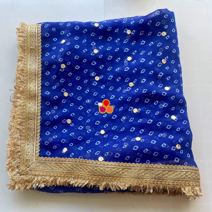 anokherang Dupattas Blue Georgette Bandhani Dupatta