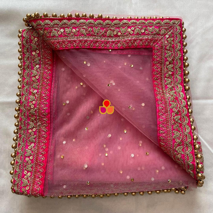 anokherang Dupattas Bridal Baby Pink Stone Net Dupatta