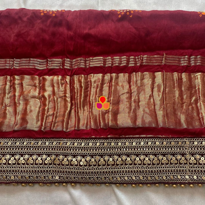 anokherang Dupattas Bridal Maroon Kareena Royale Bandhani Silk Dupatta