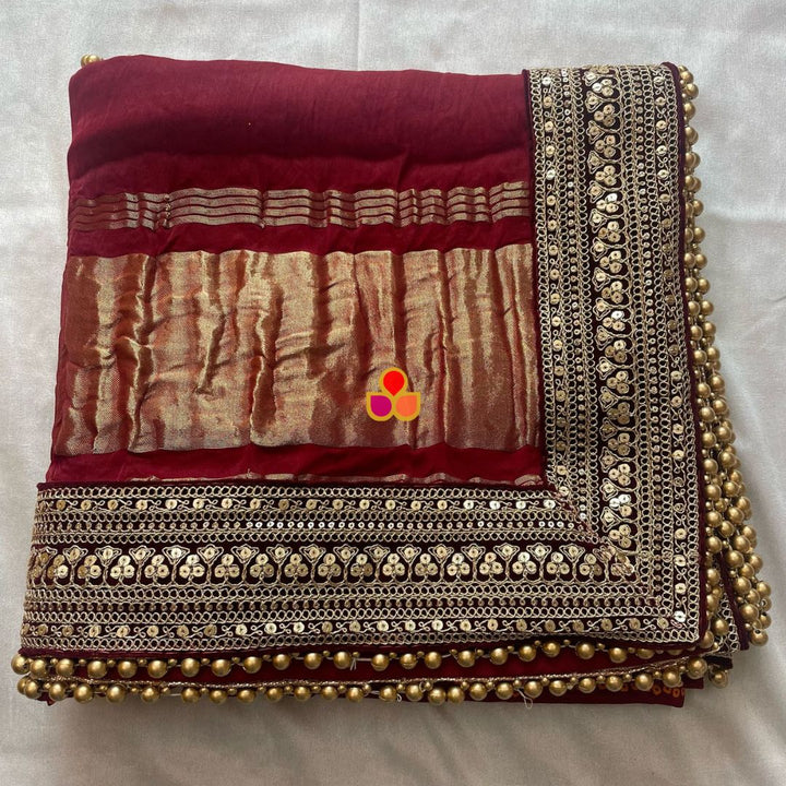 anokherang Dupattas Bridal Maroon Kareena Royale Bandhani Silk Dupatta