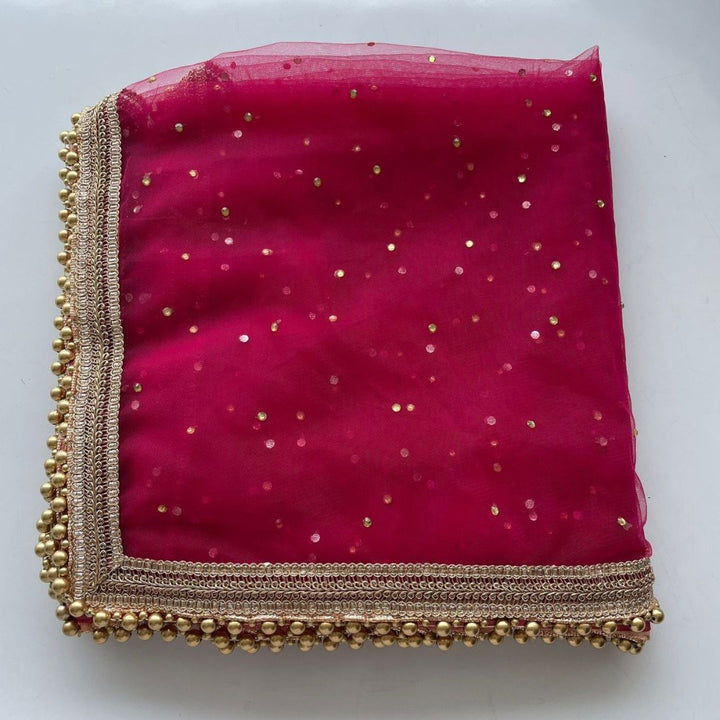 anokherang Dupattas Bridal Pink Net Stone Dupatta