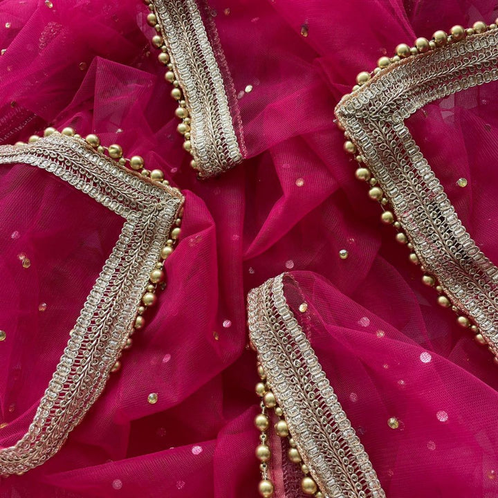 anokherang Dupattas Bridal Pink Net Stone Dupatta