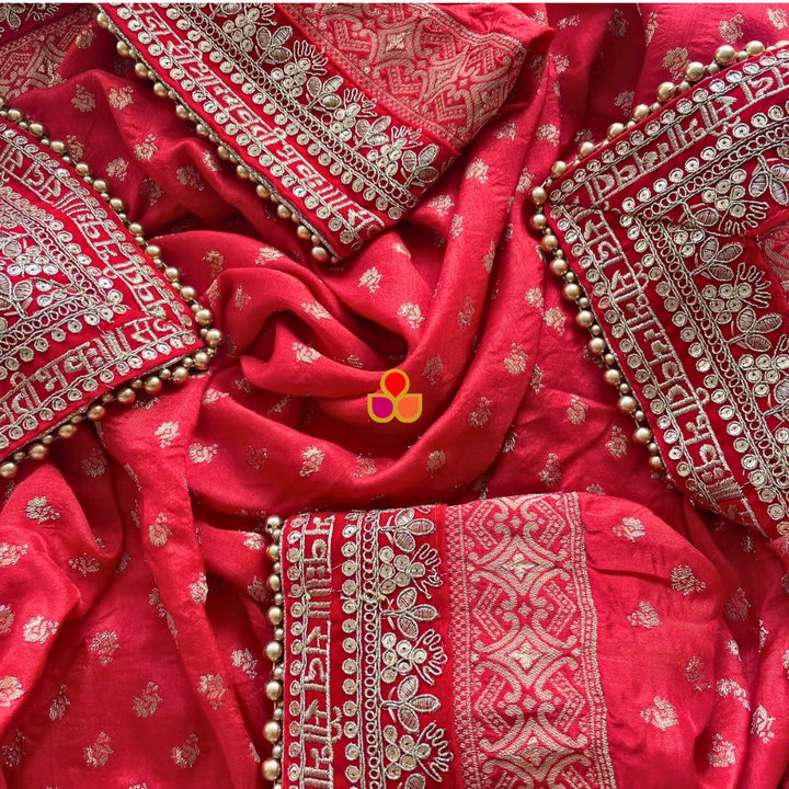 anokherang Dupattas Bridal Red Ethnic Saubhagyavati Embroidered Dupatta