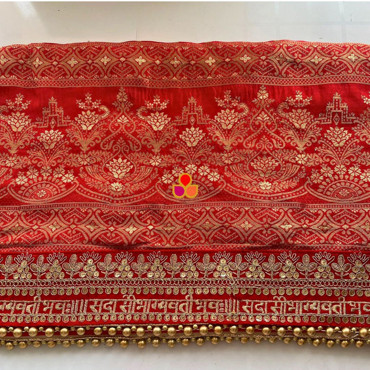 anokherang Dupattas Bridal Red Ethnic Saubhagyavati Embroidered Dupatta