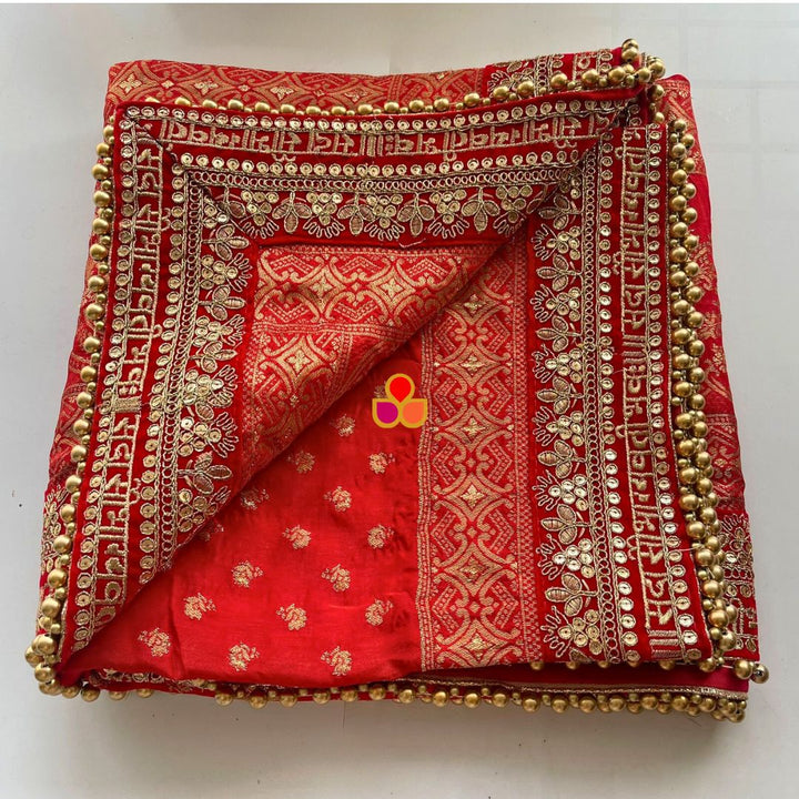 anokherang Dupattas Bridal Red Ethnic Saubhagyavati Embroidered Dupatta