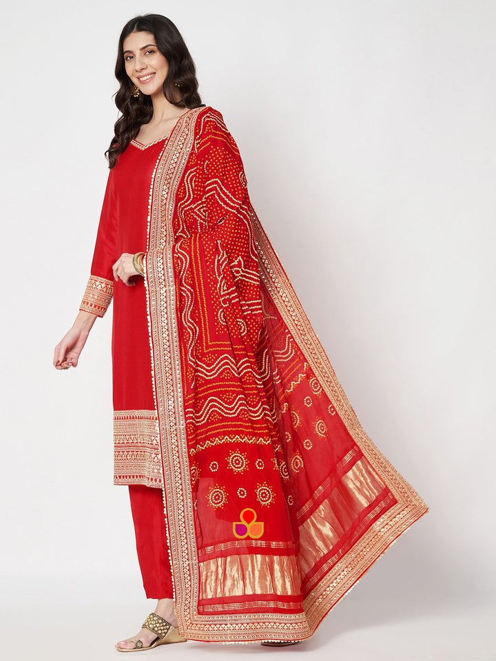 anokherang Dupattas Bridal Red Kareena Royale Bandhani Silk Dupatta