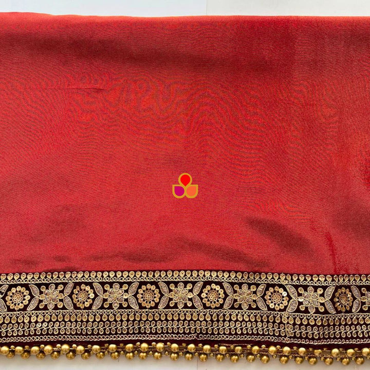 anokherang Dupattas Bridal Saawariya Rust Tissue Organza Dupatta