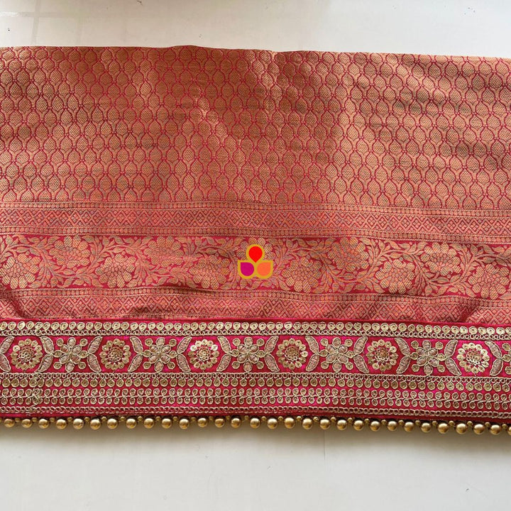 anokherang Dupattas Bridal Sargam Pink Georgette Banarsi Embroidered Dupatta