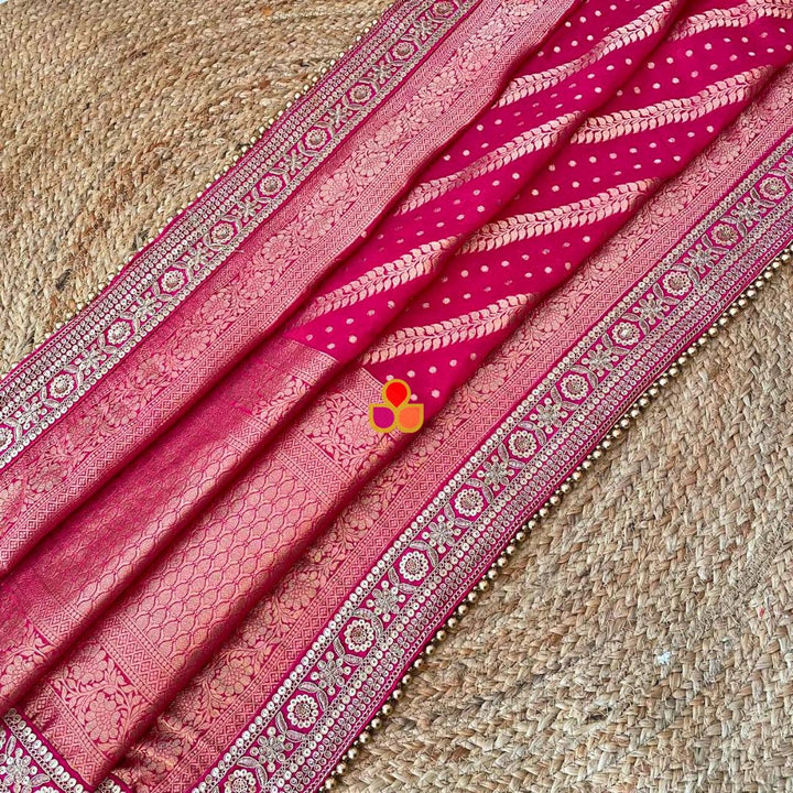 anokherang Dupattas Bridal Sargam Pink Georgette Banarsi Embroidered Dupatta