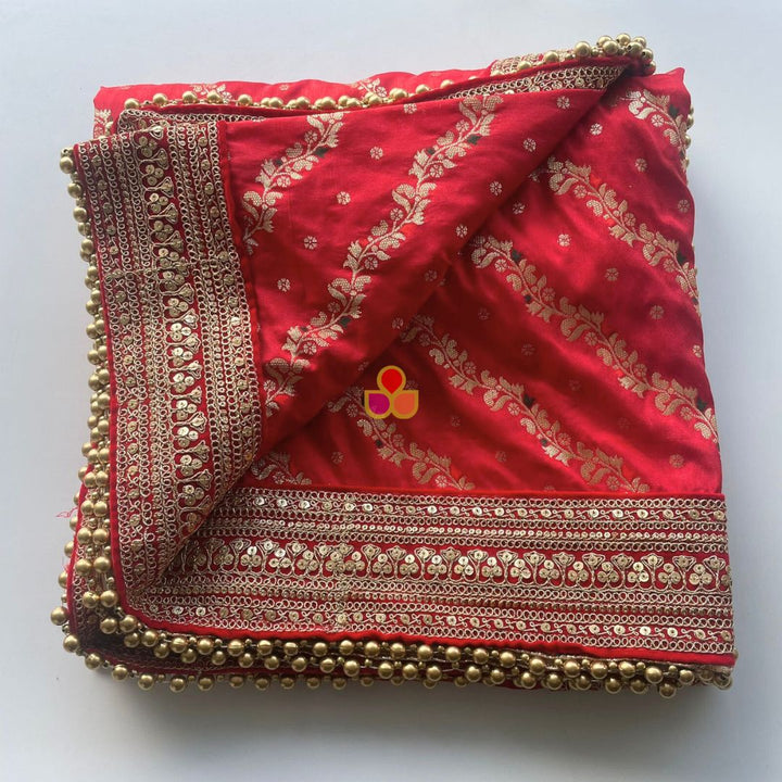 anokherang Dupattas Bridal Sargam Red Silk Banarsi Embroidered Dupatta