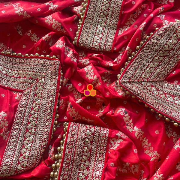 anokherang Dupattas Bridal Sargam Red Silk Banarsi Embroidered Dupatta