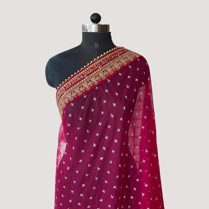 anokherang Dupattas Bridal Shagun Pink Saubhaugyavati Sequin Organza Dupatta