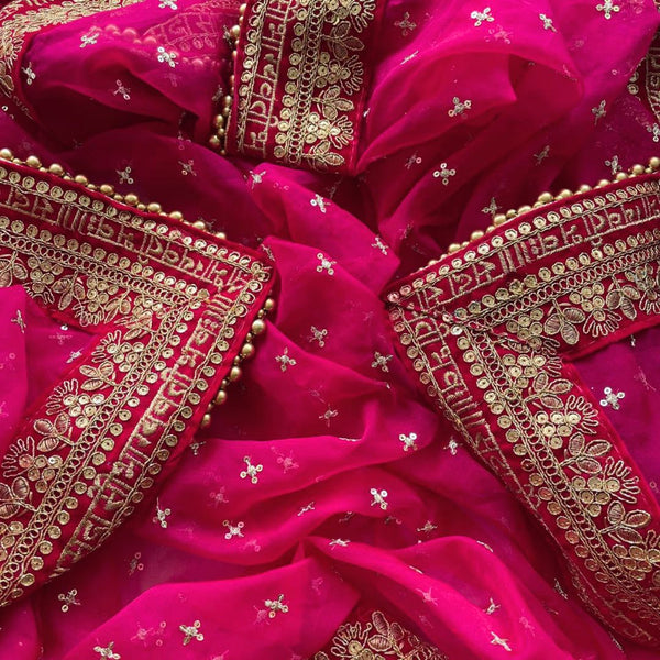 anokherang Dupattas Bridal Shagun Pink Saubhaugyavati Sequin Organza Dupatta