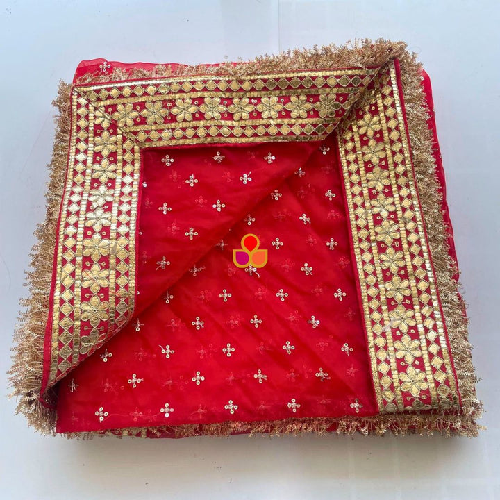 anokherang Dupattas Bridal Sunehri Red Sequin Gotta Patti Embroidered Organza Dupatta