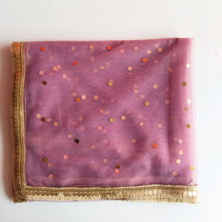 anokherang Dupattas Brighten Mauve Net Fringe Dupatta