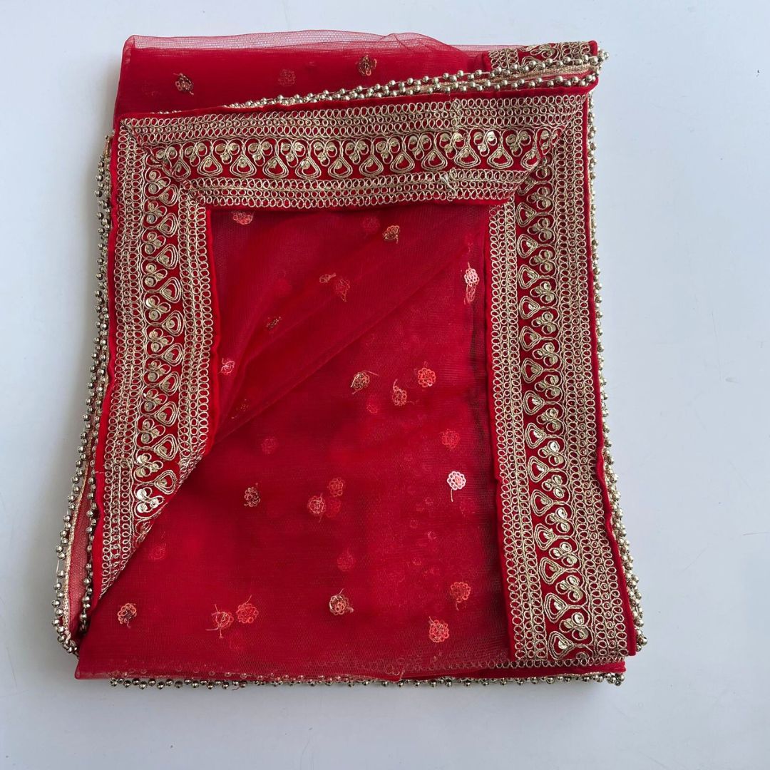 Bridal Sitara Red Sequin Net Embroidered Dupatta – anokherang