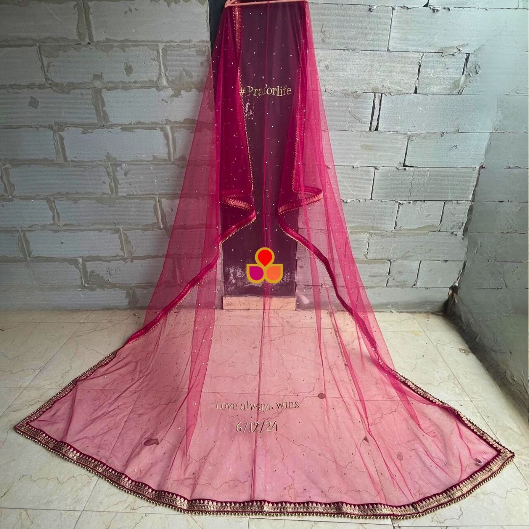 Customized Text Wedding Dupatta for your loved ones, show your emotions for her, customized in text, store color and language