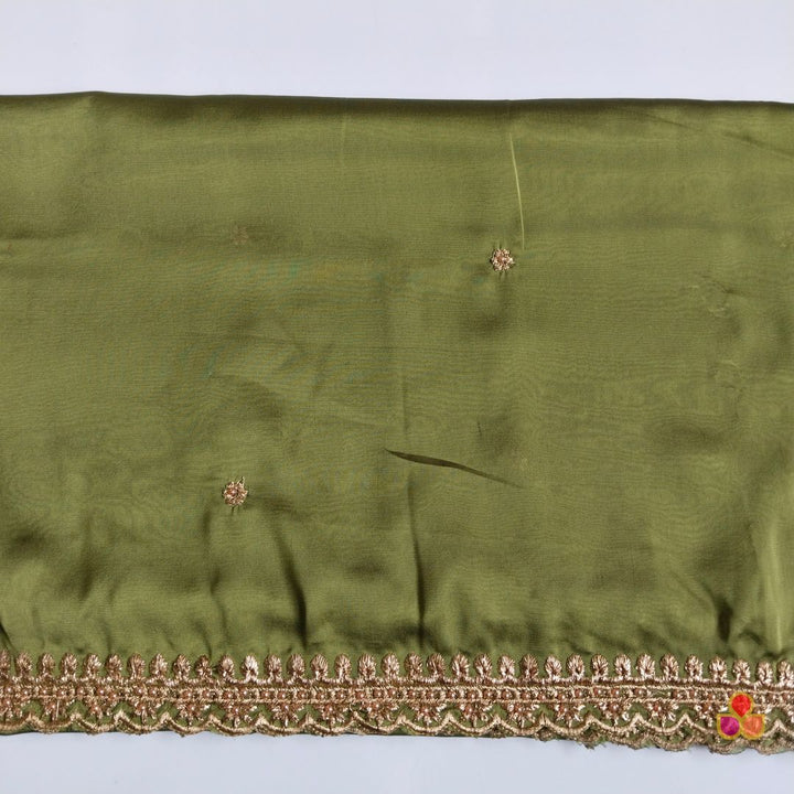 anokherang Dupattas Glam Green Hand Embroidered Silk Dupatta