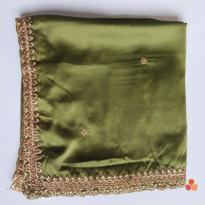 anokherang Dupattas Glam Green Hand Embroidered Silk Dupatta