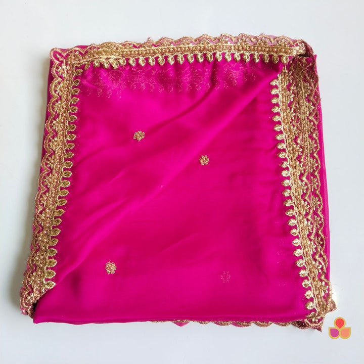 anokherang Dupattas Glam Pink Hand Embroidered Silk Dupatta