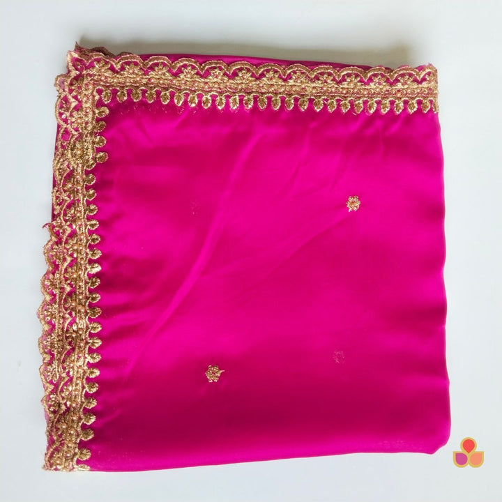 anokherang Dupattas Glam Pink Hand Embroidered Silk Dupatta