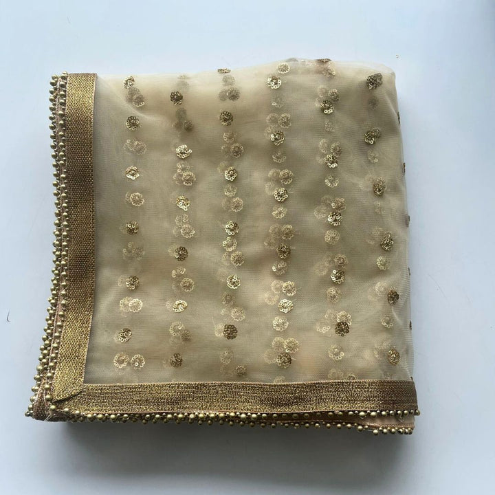 anokherang Dupattas Gold Sequenced Net Dupatta