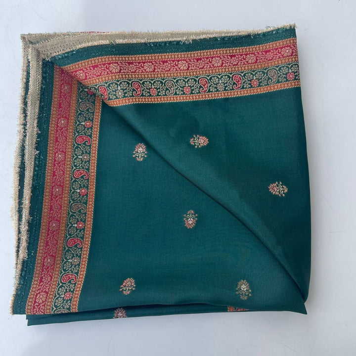 anokherang Dupattas Green Pink Banarasi Silk  Paisley Dupatta