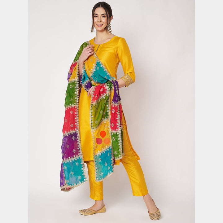 anokherang Dupattas Jugni Multicolor Zari Organza Dupatta