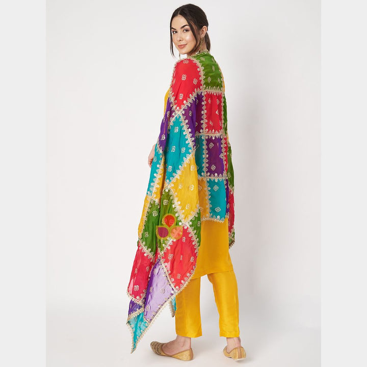 anokherang Dupattas Jugni Multicolor Zari Organza Dupatta