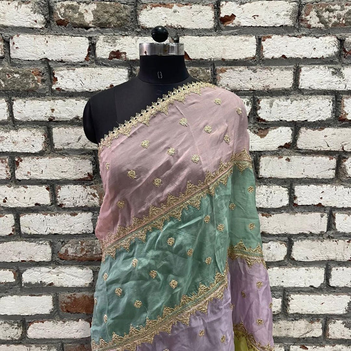 anokherang Dupattas Jugni Multicolor Zari Organza Dupatta (Copy)