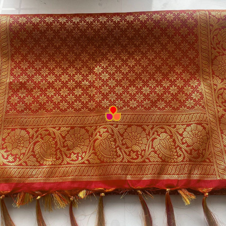 anokherang Dupattas Maroon Banarsi Silk Stole