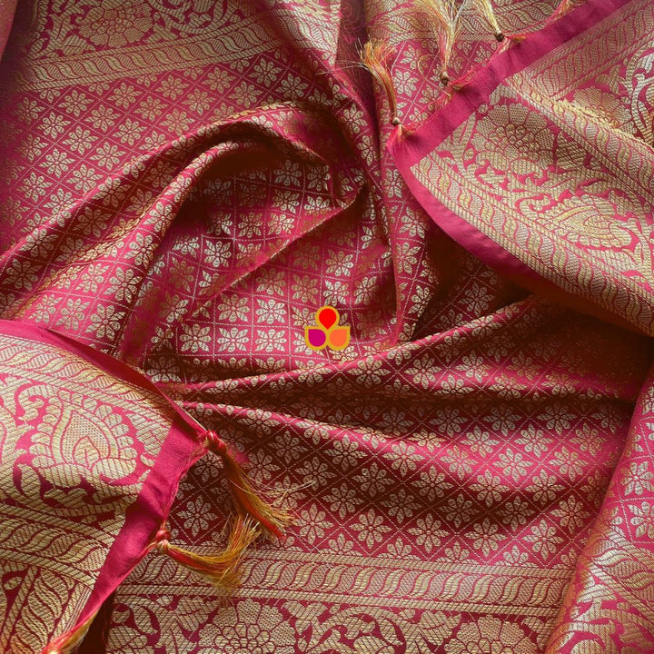 anokherang Dupattas Maroon Banarsi Silk Stole