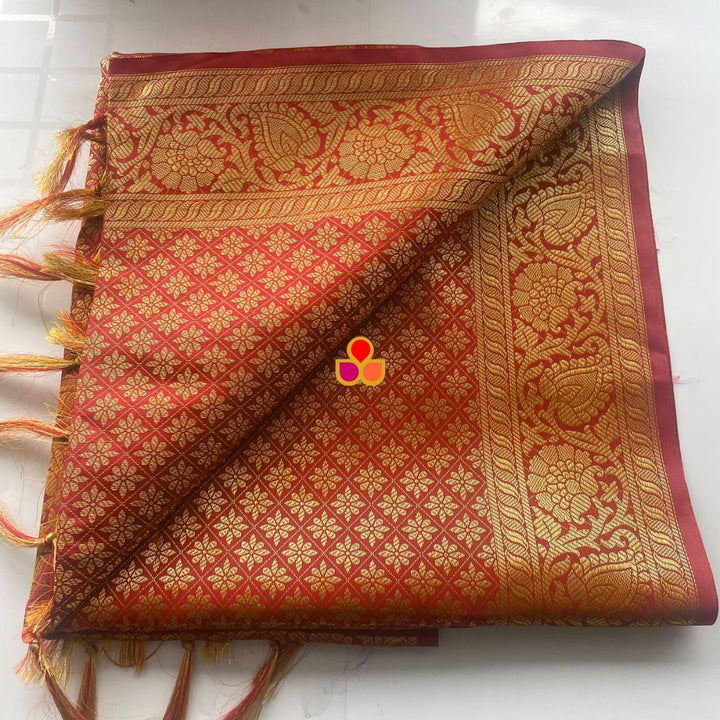 anokherang Dupattas Maroon Banarsi Silk Stole