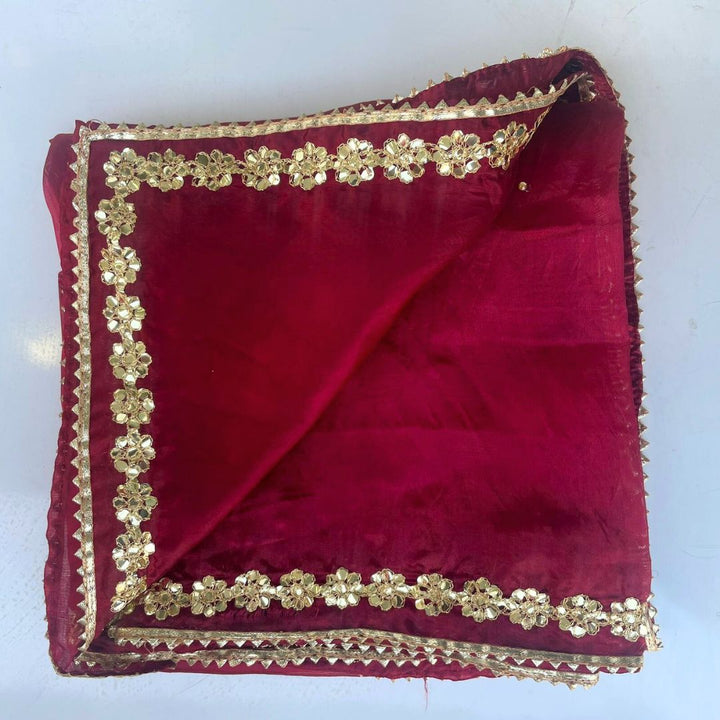 anokherang Dupattas Maroon Gotta Embroidered Men's Stole