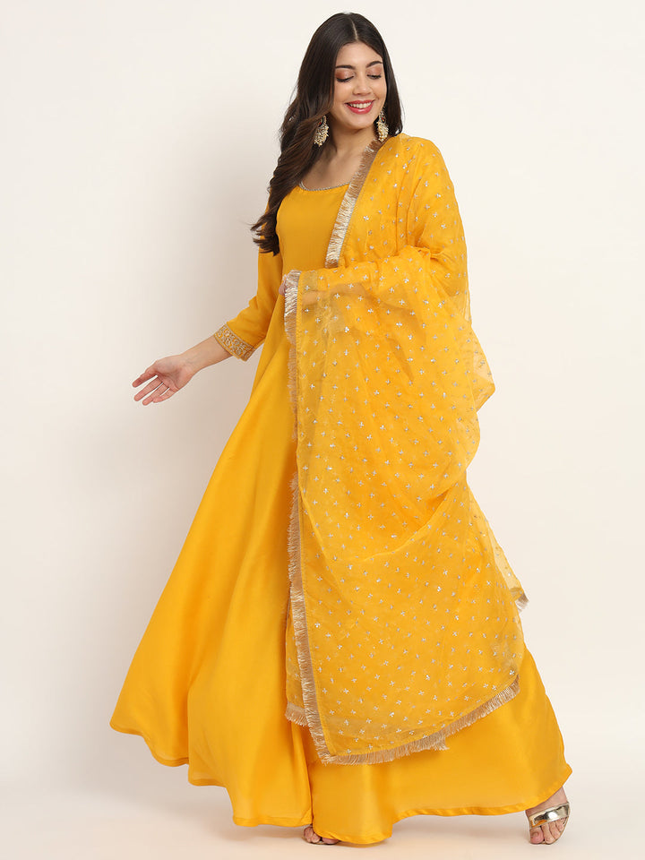 anokherang Dupattas Pakeeza Yellow Organza Dupatta