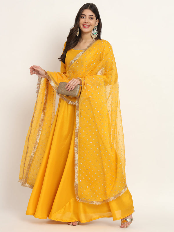 anokherang Dupattas Pakeeza Yellow Organza Dupatta