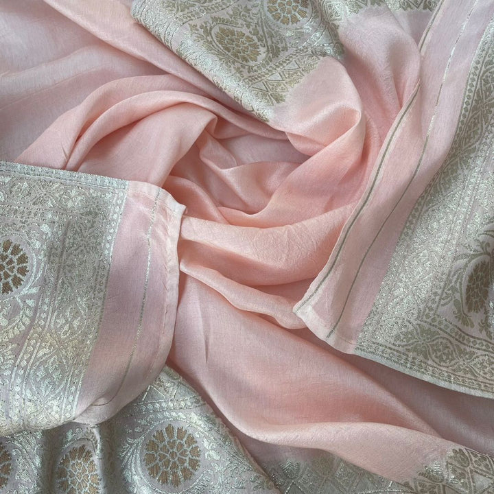 anokherang Dupattas Peach Ethnic Silk Wedding Mens Stole