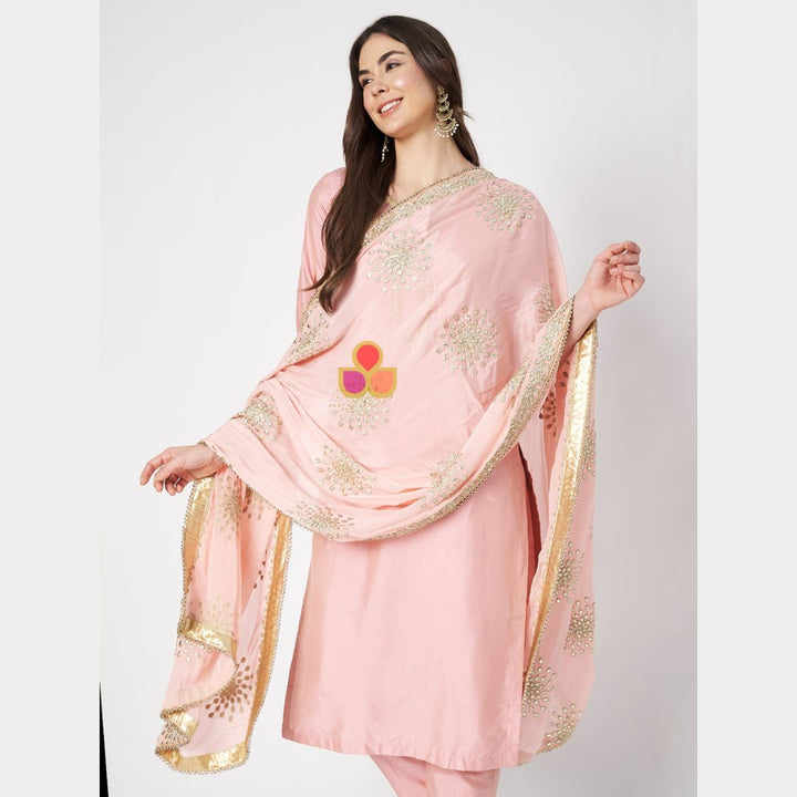 anokherang Dupattas Peach Gota Patti Dupatta