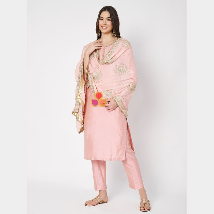 anokherang Dupattas Peach Gota Patti Dupatta