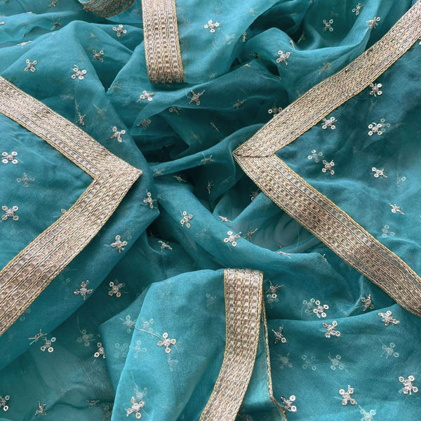 anokherang Dupattas Pine Green Pakeeza Organza Dupatta