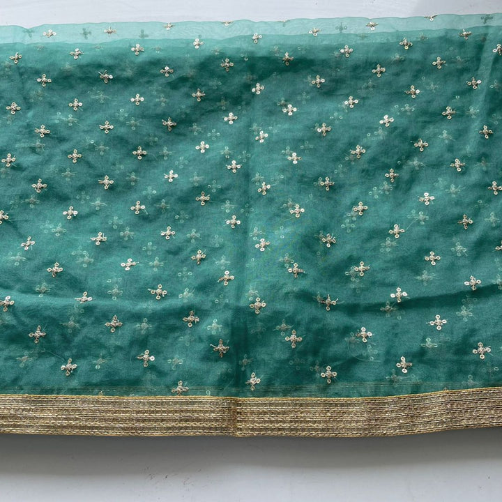 anokherang Dupattas Pine Green Pakeeza Organza Dupatta