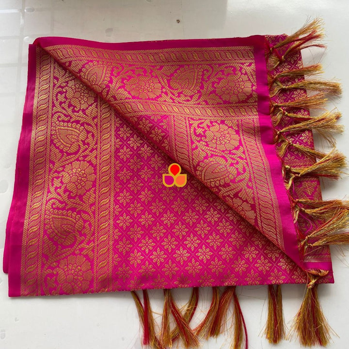 anokherang Dupattas Pink Banarsi Silk Stole