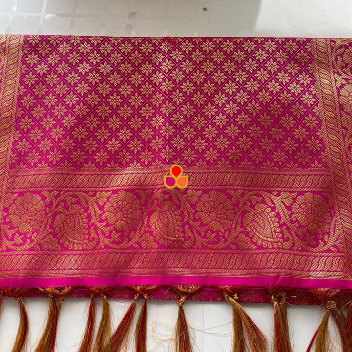 anokherang Dupattas Pink Banarsi Silk Stole