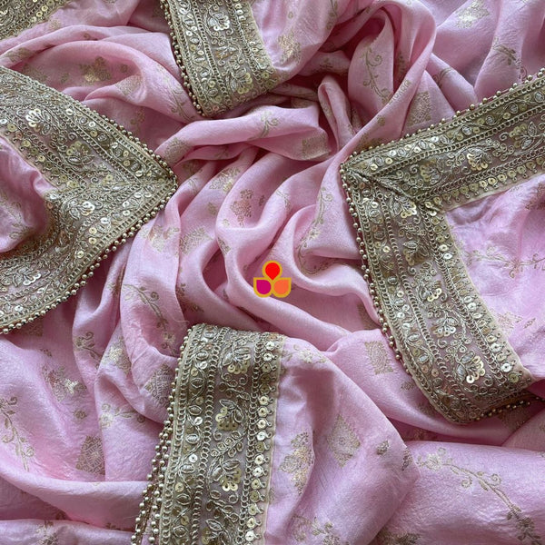 anokherang Dupattas Pink Charm Banarsi Embroidered Dupatta