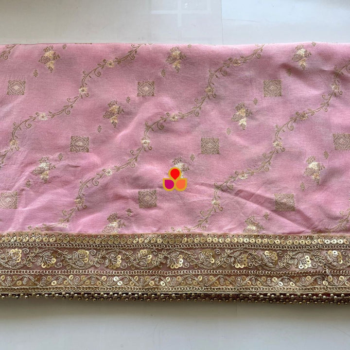 anokherang Dupattas Pink Charm Banarsi Embroidered Dupatta