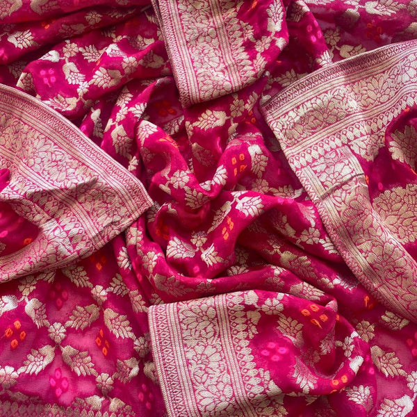 anokherang Dupattas Pink Festive Georgette Banarsi Dupatta