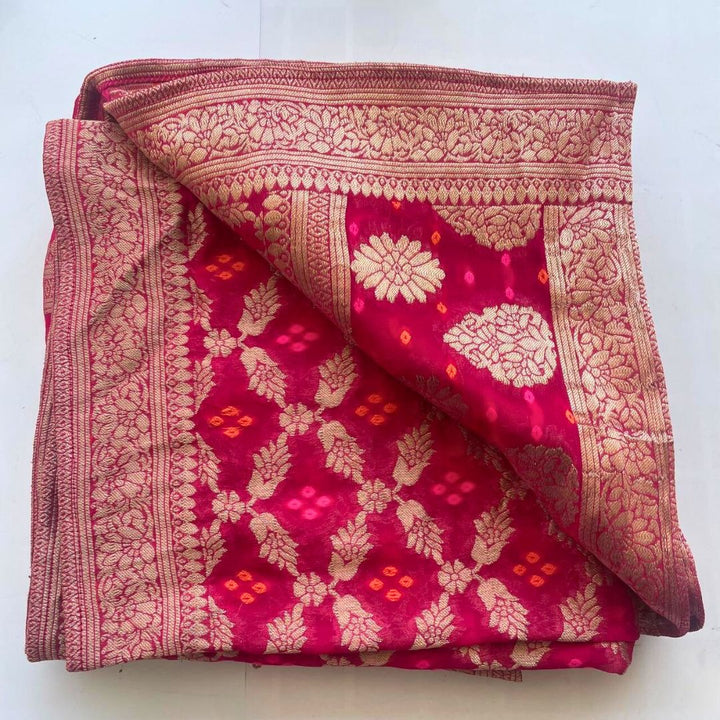 anokherang Dupattas Pink Festive Georgette Banarsi Dupatta