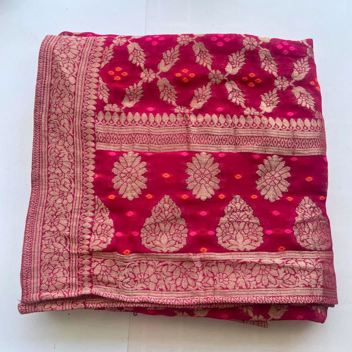 anokherang Dupattas Pink Festive Georgette Banarsi Dupatta