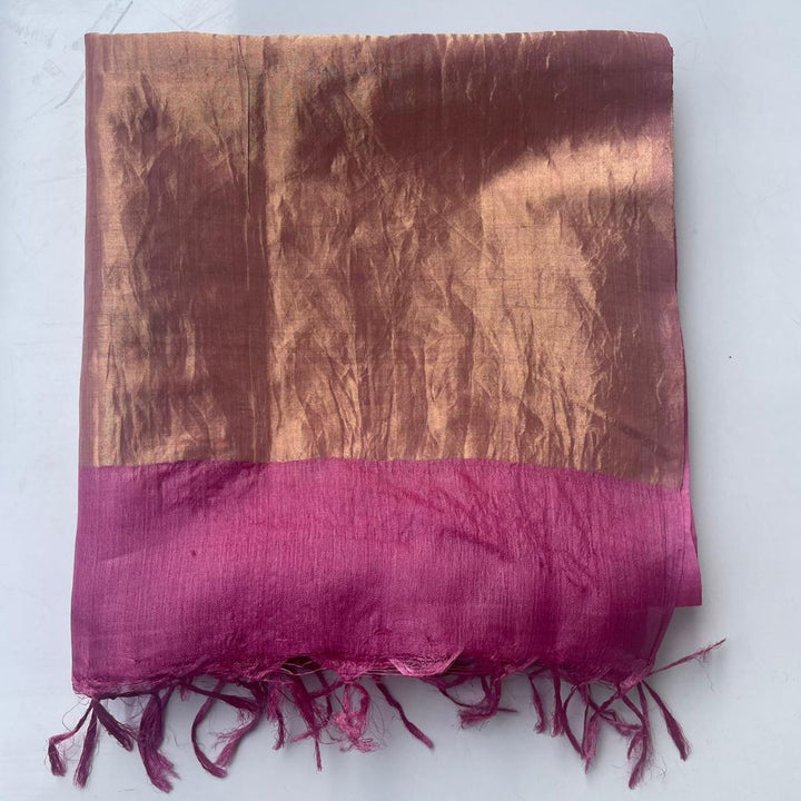 anokherang Dupattas Pink Tussar Silk Zari Dupatta