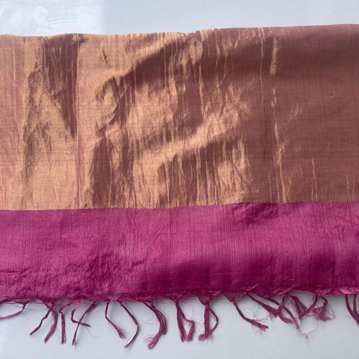 anokherang Dupattas Pink Tussar Silk Zari Dupatta